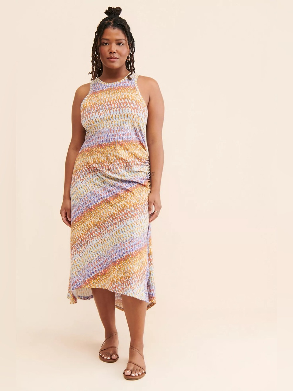 Daily Practice by Anthropologie Treasure Tank Midi Dress 2X Plus Size Ruched